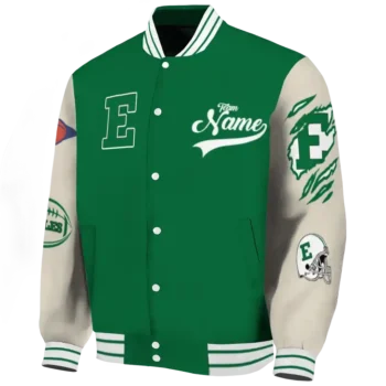custom eastern michigan eagles wildcat pawprint green nude varsity jacket best selling.webp