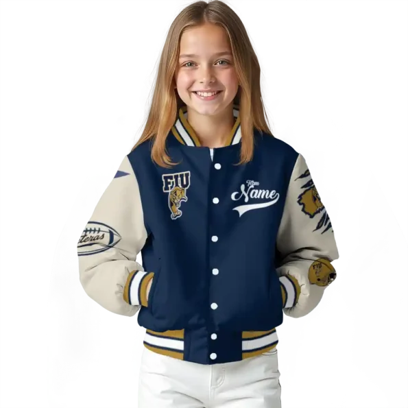 custom fiu panthers wildcat pawprint blue nude varsity jacket top rated.webp
