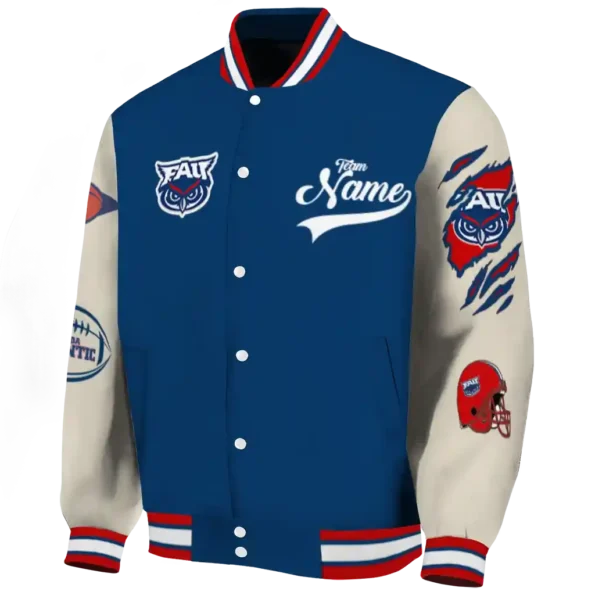 custom florida atlantic owls wildcat pawprint blue nude varsity jacket best selling.webp