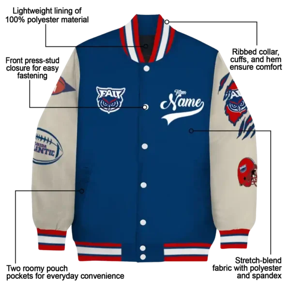 custom florida atlantic owls wildcat pawprint blue nude varsity jacket new arrival.webp