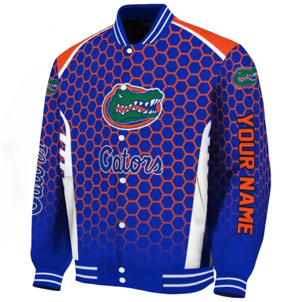 custom florida gators hexagon grid blue varsity jacket best selling
