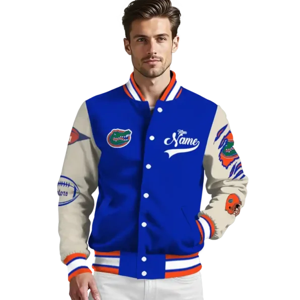 custom florida gators wildcat pawprint blue nude varsity jacket high quality.webp