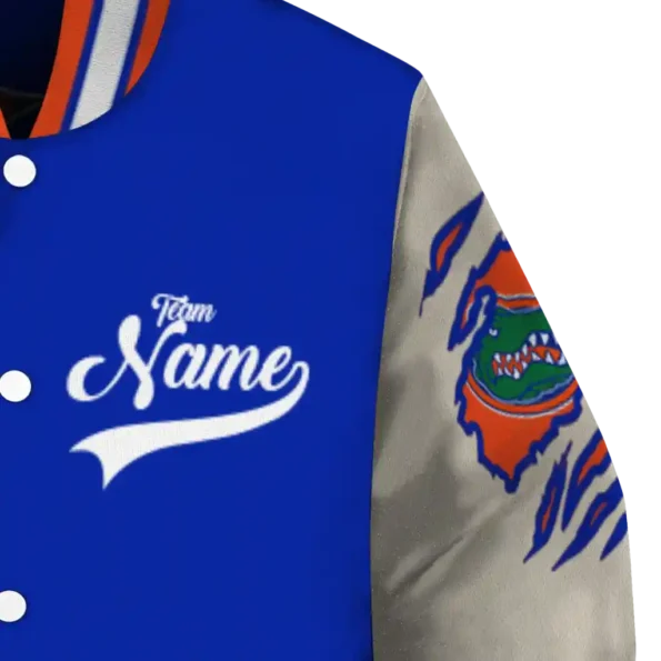 custom florida gators wildcat pawprint blue nude varsity jacket premium grade.webp