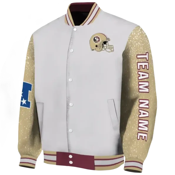 custom florida state seminoles speckled arms garnet gray varsity jacket best selling