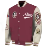 custom florida state seminoles wildcat pawprint garnet nude varsity jacket best selling.webp