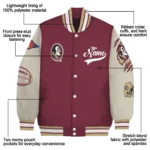 custom florida state seminoles wildcat pawprint garnet nude varsity jacket best selling.webp