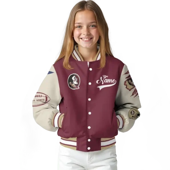 custom florida state seminoles wildcat pawprint garnet nude varsity jacket top rated.webp