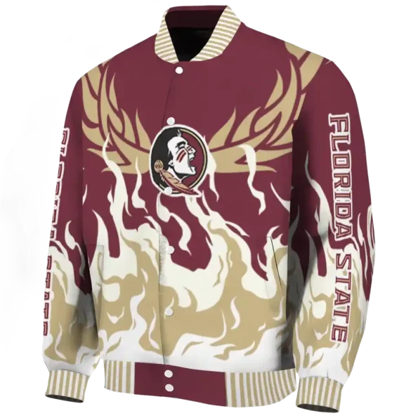 custom florida state seminoles winged blaze garnet white varsity jacket best selling
