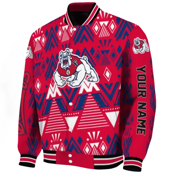 custom fresno state bulldogs pyramid shapes red varsity jacket best selling