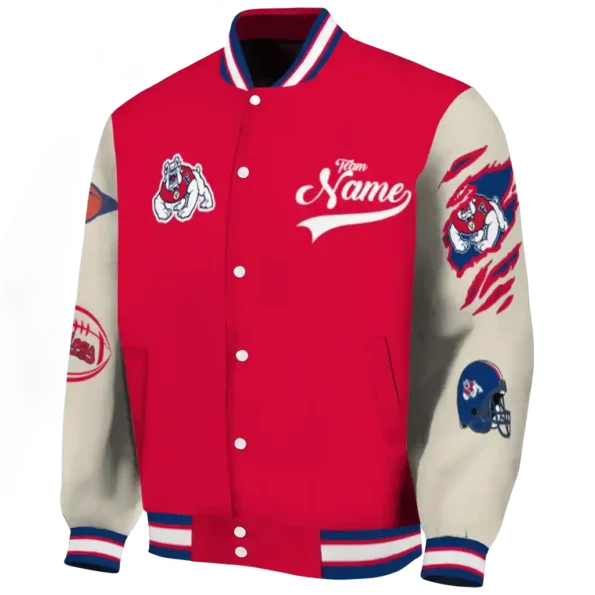 custom fresno state bulldogs wildcat pawprint red nude varsity jacket best selling.webp