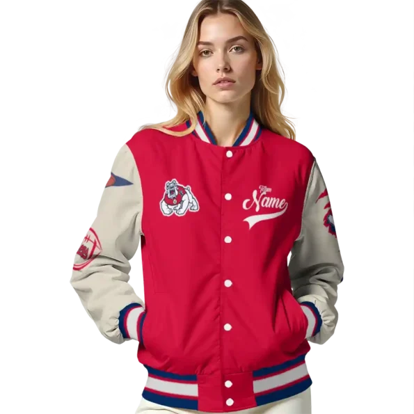 custom fresno state bulldogs wildcat pawprint red nude varsity jacket latest model.webp