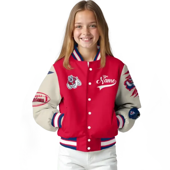 custom fresno state bulldogs wildcat pawprint red nude varsity jacket top rated.webp