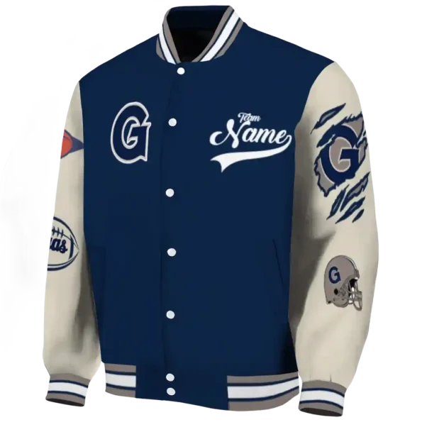 custom georgetown hoyas wildcat pawprint blue nude varsity jacket best selling.webp