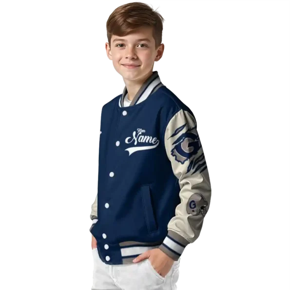 custom georgetown hoyas wildcat pawprint blue nude varsity jacket trendy.webp