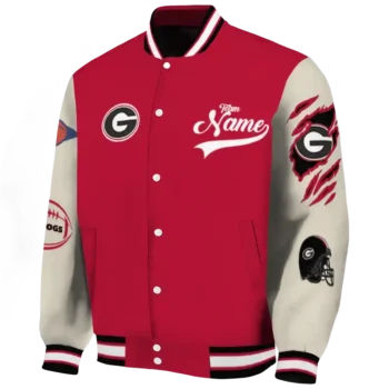custom georgia bulldogs wildcat pawprint red nude varsity jacket best selling.webp