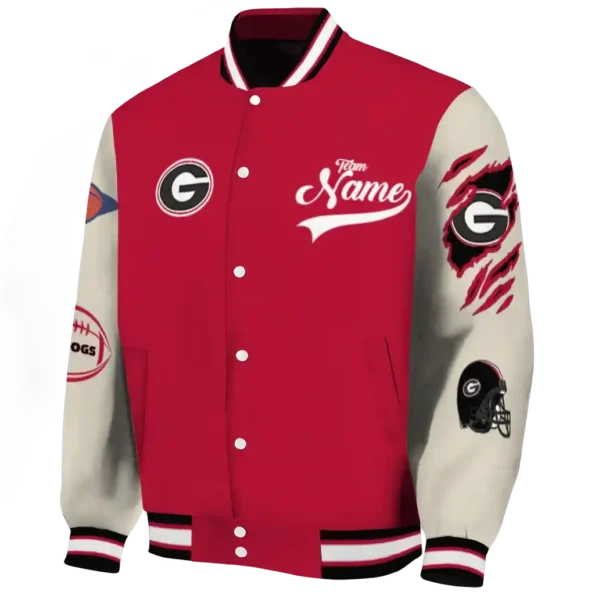 custom georgia bulldogs wildcat pawprint red nude varsity jacket best selling.webp