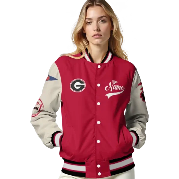 custom georgia bulldogs wildcat pawprint red nude varsity jacket latest model.webp