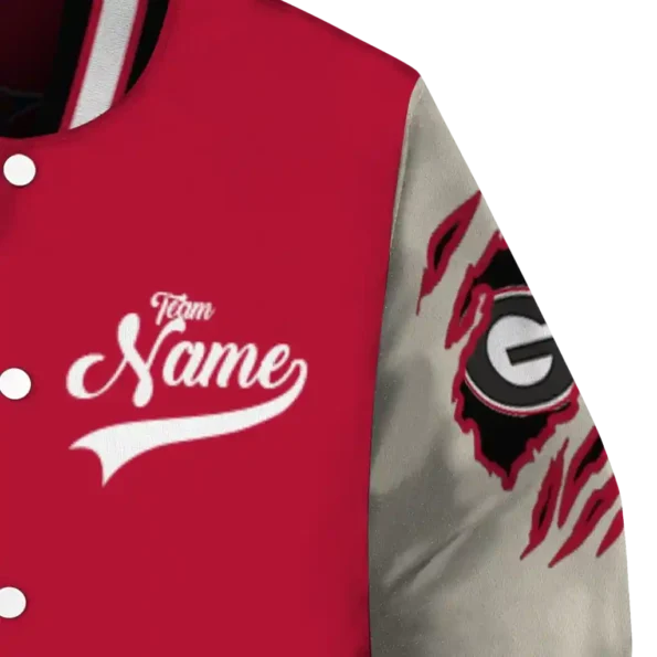 custom georgia bulldogs wildcat pawprint red nude varsity jacket premium grade.webp