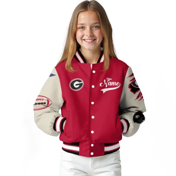 custom georgia bulldogs wildcat pawprint red nude varsity jacket top rated.webp