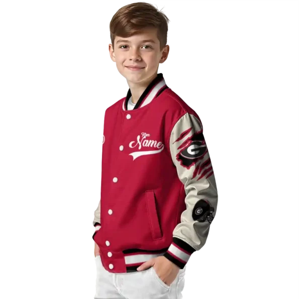custom georgia bulldogs wildcat pawprint red nude varsity jacket trendy.webp