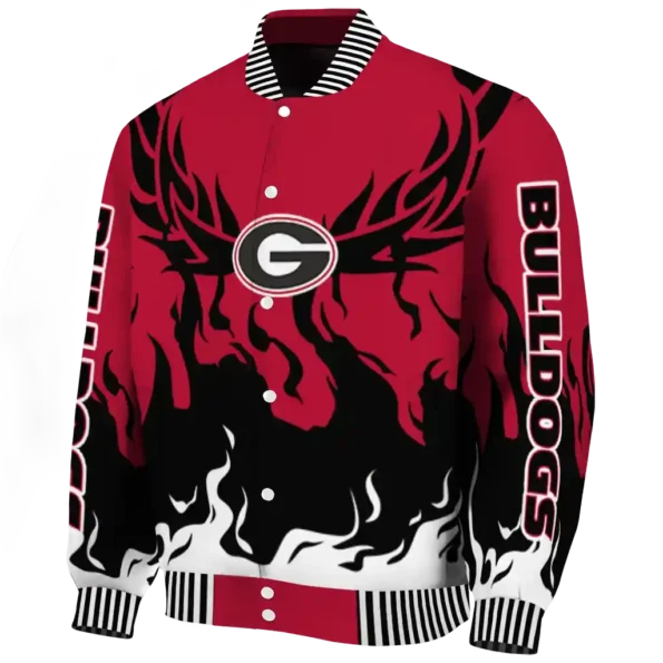 custom georgia bulldogs winged blaze red white varsity jacket best selling