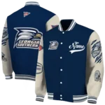 custom georgia southern eagles wildcat pawprint blue nude varsity jacket best selling.webp