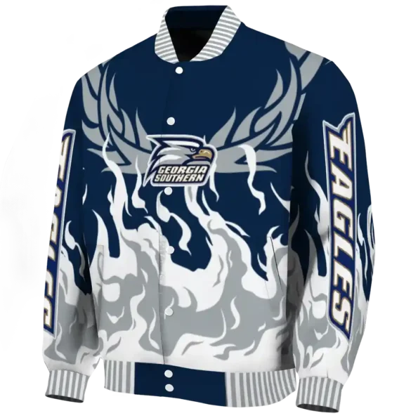 custom georgia southern eagles winged blaze blue white varsity jacket best selling