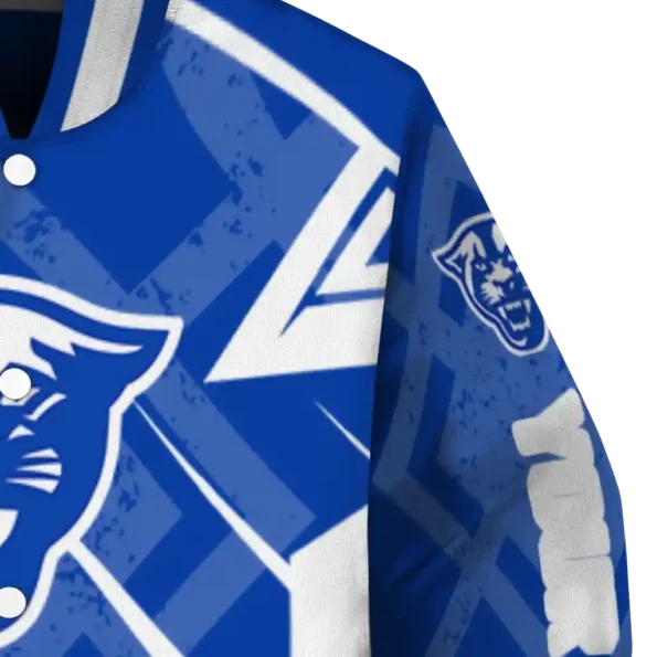 custom georgia state panthers chevron angles blue varsity jacket premium grade.webp
