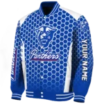 custom georgia state panthers hexagon grid blue varsity jacket best selling.webp
