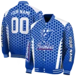 custom georgia state panthers hexagon grid blue varsity jacket best selling.webp