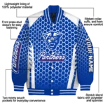 custom georgia state panthers hexagon grid blue varsity jacket best selling.webp