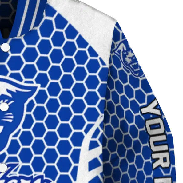custom georgia state panthers hexagon grid blue varsity jacket premium grade.webp