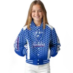 custom georgia state panthers hexagon grid blue varsity jacket best selling.webp