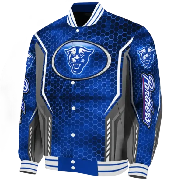 custom georgia state panthers power plate blue varsity jacket best selling
