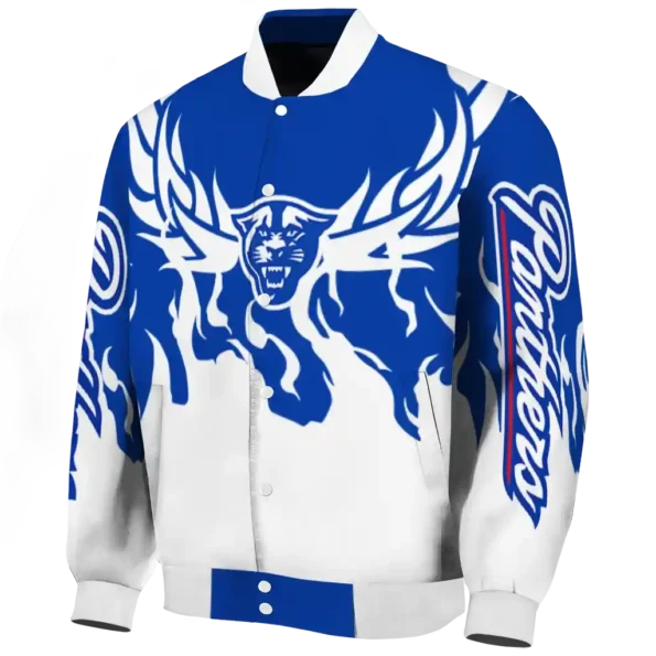 custom georgia state panthers winged blaze blue white varsity jacket best selling