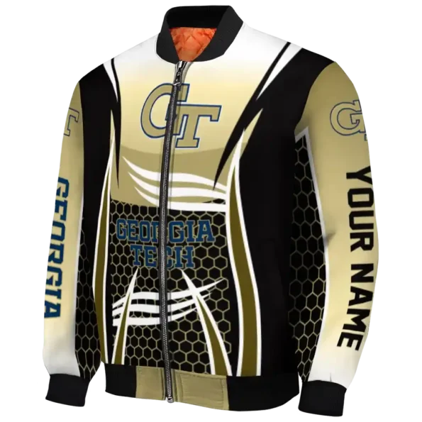 custom georgia tech yellow jackets mesh effect gold black bomber jacket best selling