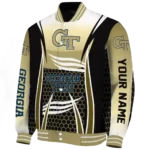 custom georgia tech yellow jackets mesh effect gold black varsity jacket best selling.webp
