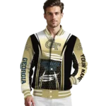 custom georgia tech yellow jackets mesh effect gold black varsity jacket best selling.webp