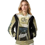 custom georgia tech yellow jackets mesh effect gold black varsity jacket best selling.webp
