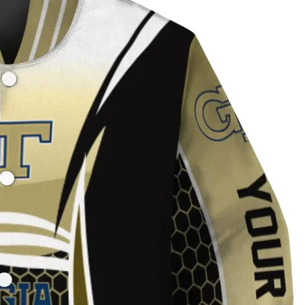 custom georgia tech yellow jackets mesh effect gold black varsity jacket premium grade.webp
