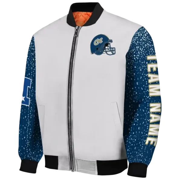 custom georgia tech yellow jackets speckled arms gold gray bomber jacket best selling