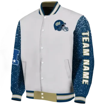custom georgia tech yellow jackets speckled arms gold gray varsity jacket best selling.webp