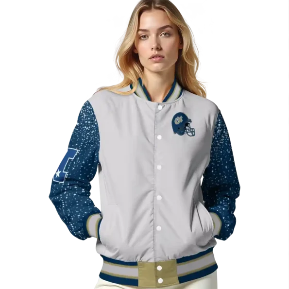 custom georgia tech yellow jackets speckled arms gold gray varsity jacket latest model.webp