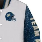 custom georgia tech yellow jackets speckled arms gold gray varsity jacket best selling.webp