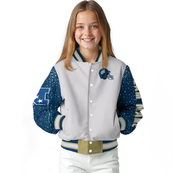 custom georgia tech yellow jackets speckled arms gold gray varsity jacket top rated.webp