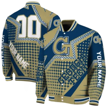 custom georgia tech yellow jackets star burst gold varsity jacket fashion forward.webp