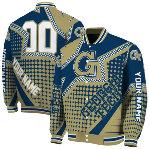 custom georgia tech yellow jackets star burst gold varsity jacket fashion forward.webp