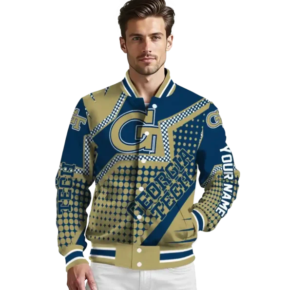 custom georgia tech yellow jackets star burst gold varsity jacket high quality.webp