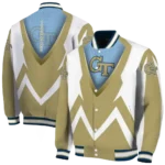 custom georgia tech yellow jackets v stripes gold white varsity jacket best selling.webp