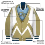 custom georgia tech yellow jackets v stripes gold white varsity jacket best selling.webp